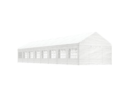 vidaXL Altánok so strechou, biely 17,84x4,08x3,22 m, polyetylén