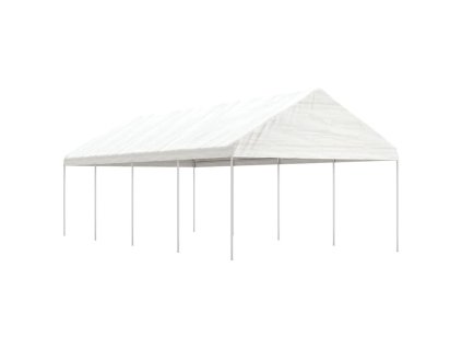 vidaXL Altánok so strechou, biely 8,92x4,08x3,22 m, polyetylén