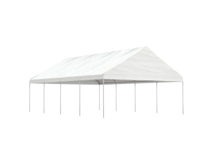 vidaXL Altánok so strechou, biely 8,92x5,88x3,75 m, polyetylén