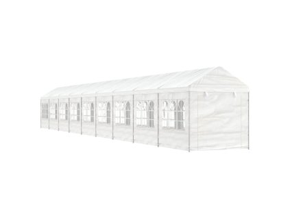 vidaXL Altánok so strechou, biely 20,07x2,28x2,69 m, polyetylén