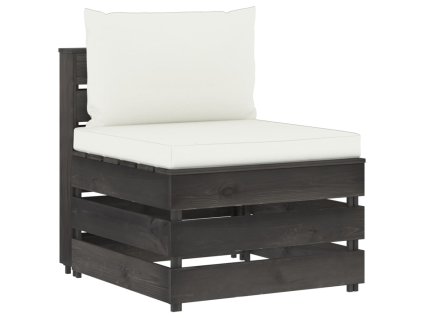 vidaXL Sekčná stredová pohovka s vankúšmi sivá impregnované drevo