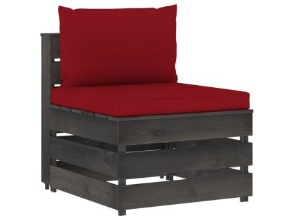 vidaXL Sekčná stredová pohovka s vankúšmi sivá impregnované drevo