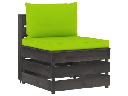 vidaXL Sekčná stredová pohovka s vankúšmi sivá impregnované drevo