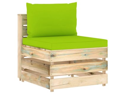 vidaXL Sekčná stredová pohovka s vankúšmi zelené impregnované drevo
