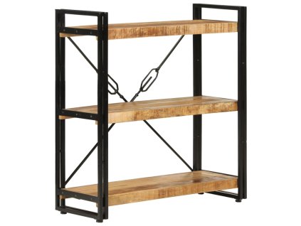 vidaXL Knižnica s 3 policami 77x30x80 cm mangovníkový masív a železo