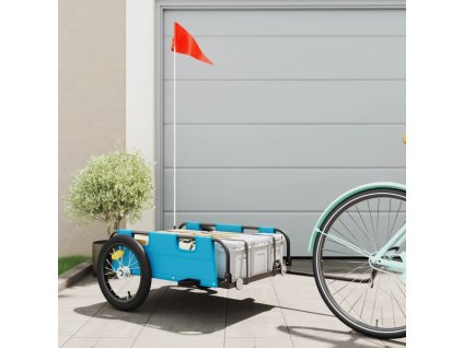 vidaXL Príves na bicykel, modrý, oxfordská látka, železo