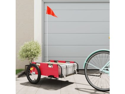 vidaXL Príves na bicykel, červený, oxfordská látka, železo