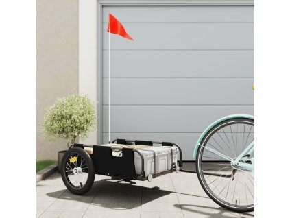 vidaXL Príves na bicykel, čierny, oxfordská látka, železo