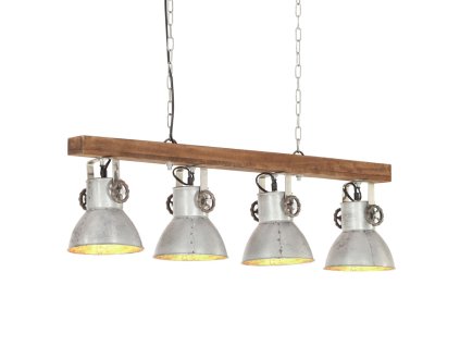 vidaXL Industriálna stropová lampa strieborná mangovník E27
