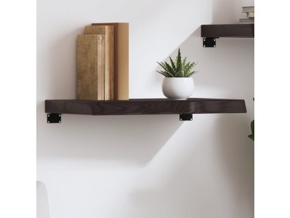 vidaXL Nástenná polica tmavohnedá 60x30x(2-6) cm ošetrený dubový masív