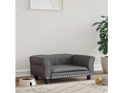 vidaXL Posteľ pre psa sivá 70x45x30 cm umelá koža