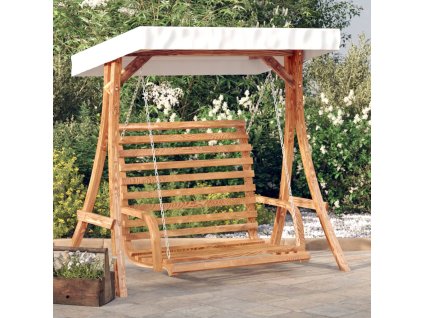 vidaXL Hojdacia posteľ so strieškou smrekový masív s teakovým povrchom