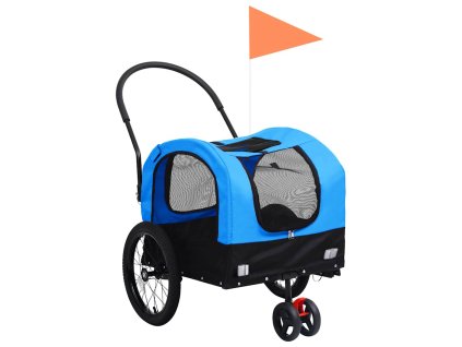 vidaXL Vozík pre domáce zvieratá na bicykel/beh 2-v-1, modro čierny