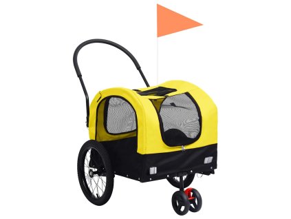 vidaXL Vozík pre domáce zvieratá na bicykel/beh 2-v-1, žlto čierny