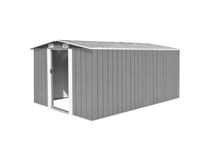 vidaXL Záhradná kôlňa 257x392x181 cm, kov, sivá