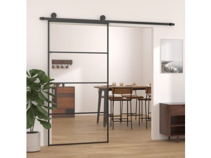 vidaXL Posuvné dvere hliník a sklo ESG 102,5x205 cm čierne