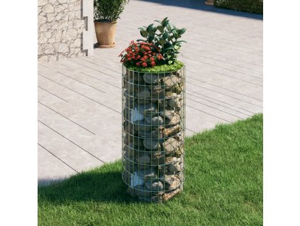 vidaXL Kruhový gabiónový stĺp pozinkovaná oceľ Ø50x100 cm