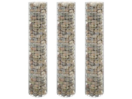 vidaXL Kruhové gabiónové vyvýšené záhony 3ks zinkovaná oceľ Ø30x150 cm
