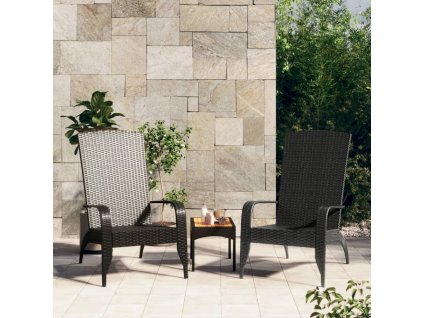 vidaXL Záhradná stolička Adirondack čierna polyratan