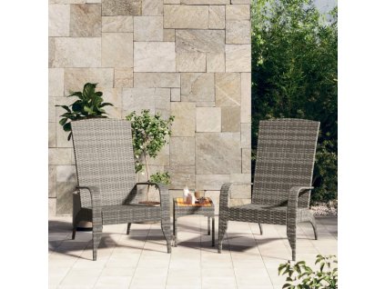 vidaXL Záhradná stolička Adirondack sivá polyratan
