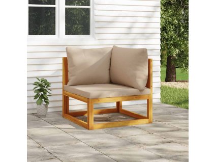 vidaXL Sekčná rohová pohovka sivohnedé vankúše masívna akácia