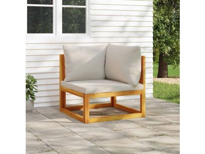 vidaXL Sekčná rohová pohovka bledosivé vankúše masívna akácia