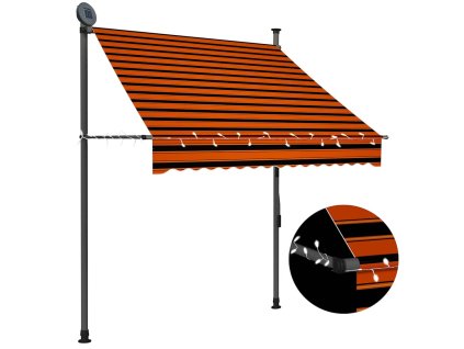 vidaXL Ručne zaťahovacia markíza s LED 150 cm, oranžovo hnedá