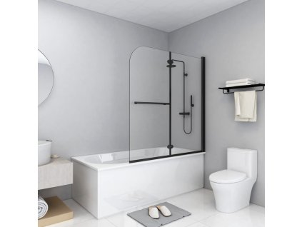 vidaXL Skladací sprchový kút 2 panely 120x140 cm ESG čierny