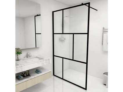 vidaXL Sprchová zástena s tvrdeným sklom čierna 115x195 cm