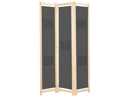 vidaXL 3-panelový paraván sivý 120x170x4 cm látkový