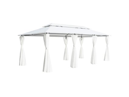 vidaXL Altánok so závesmi 600x298x270 cm, biely 180 g/m²