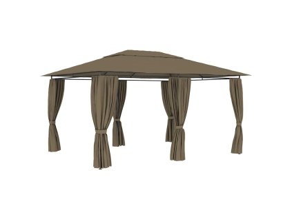 vidaXL Záhradný prístrešok so závesmi 4x3 m sivohnedý 180 g/m²
