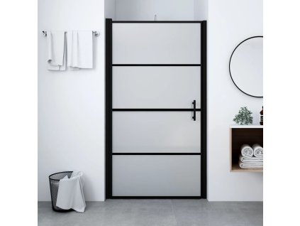 vidaXL Sprchové dvere nepriehľadné tvrdené sklo 81x195 cm čierne