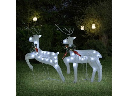 vidaXL Vianočné soby 2 ks biele 40 LED diód
