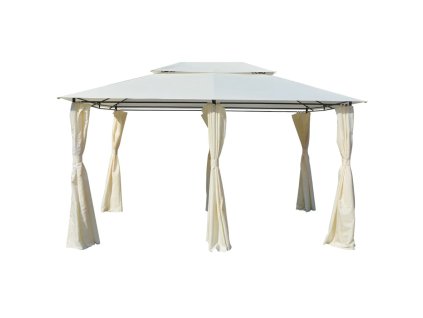 vidaXL Záhradný prístrešok so závesmi, 4x3 m, biely