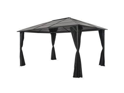 vidaXL Altánok so závesmi hliníkový 4x3x2,6 m čierny