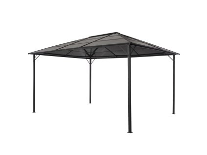vidaXL Altánok so strechou, hliník 4x3x2,6 m, čierny