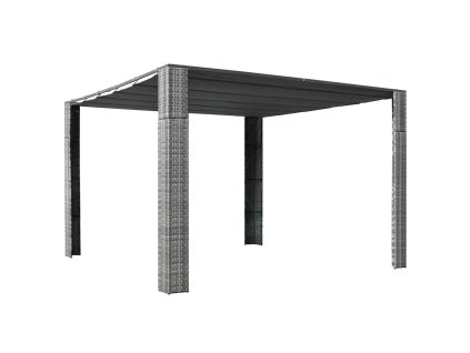 vidaXL Polyratanový altánok so strechou 300x300x220 cm sivo-antracitový
