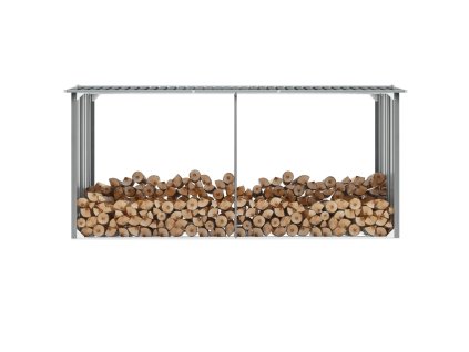 vidaXL Záhradná kôlňa na drevo galvanizovaná oceľ 330x92x153 cm sivá