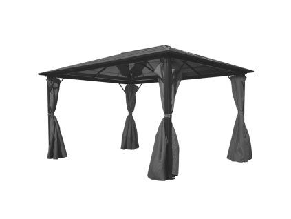 vidaXL Altánok so závesmi, antracitový, hliníkový 400x300 cm