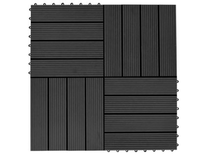vidaXL Podlahové dlaždice z WPC 11 ks 30x30 cm 1 m2 čierne