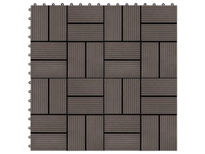 vidaXL Podlahové dlaždice z WPC 11 ks 30x30 cm 1 m2 tmavohnedé