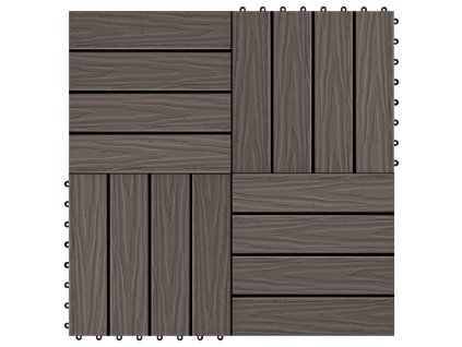 vidaXL Podlahové dlaždice z WPC 11 ks 30x30 cm 1 m2 tmavohnedé