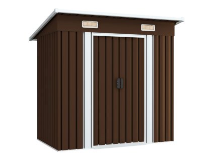 vidaXL Záhradná kôlňa, hnedá 194x121x181 cm, oceľ