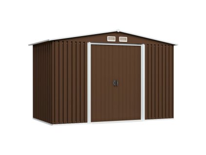 vidaXL Záhradná kôlňa, hnedá 257x205x178 cm, oceľ