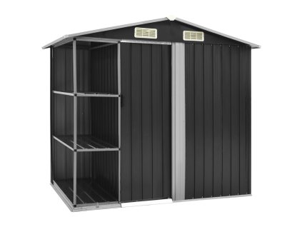 vidaXL Záhradná kôlňa s regálom antracitová 205x130x183 cm železná
