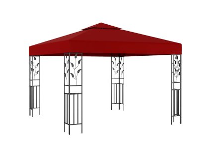 vidaXL Altánok 3x3 m, vínovo červený