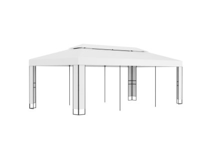 vidaXL Altánok s dvojitou strieškou 3x6 m, biely