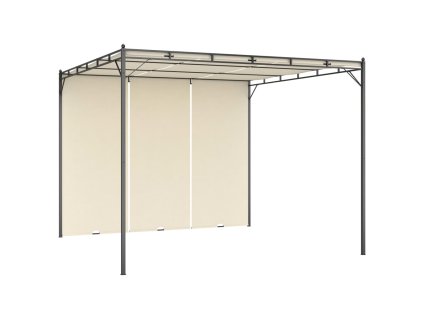 vidaXL Záhradný altánok s bočným závesom 3x3x2,25 m krémový