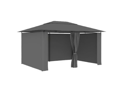 vidaXL Záhradný prístrešok so závesmi 4x3 m, antracitový
